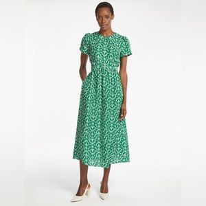 Green Broderick Anglais Print Short Sleeve Maxi Dress with Wide Belt